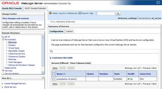 Oracle WebLogic 12c AdminServer - Servers Screenshot