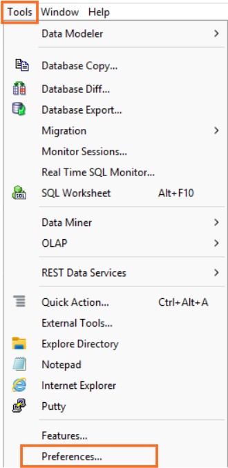 Oracle SQL Developer Tools Preferences for PostgreSQL JDBC configuration